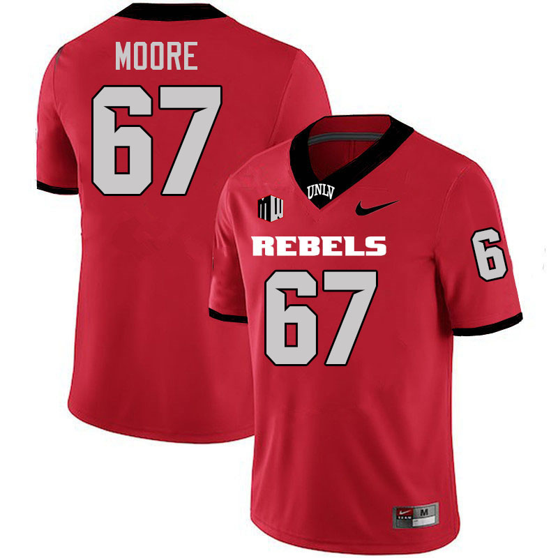 Men #67 Toby Moore UNLV Rebels College Football Jerseys Stitched-Scarlet